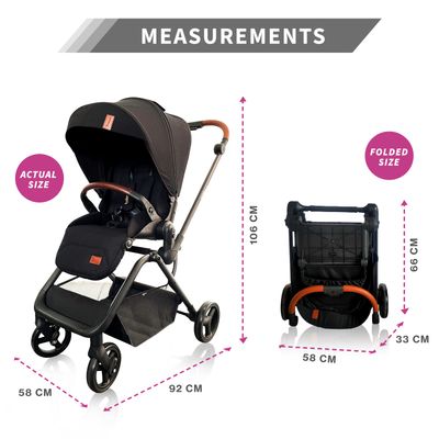 Eazy Kids Teknum Stroll-1 Reversible Travel Stroller - Black
